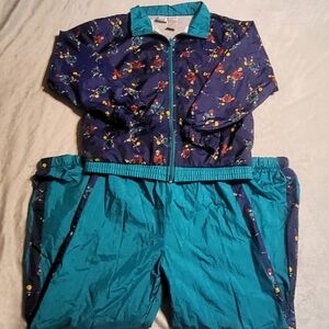 VTG Boys Windbreaker hockey theme track suit warm up M 10-12 vintage